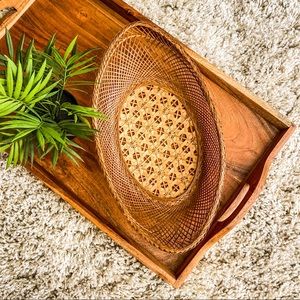 Vintage Rattan Wicker Oval Basket
